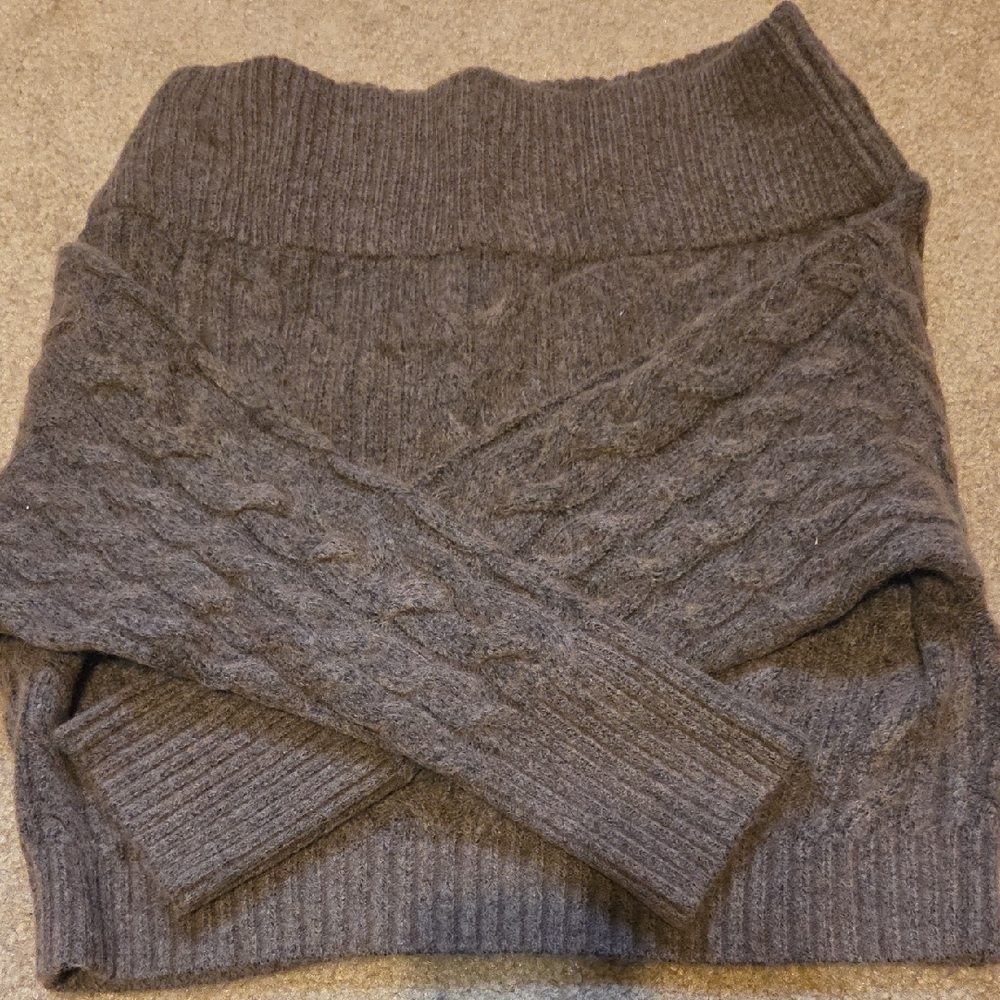 Express Charcoal Off-the-Shoulder Sweater